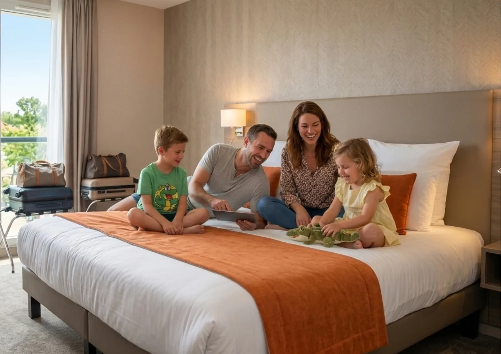 Family in bed